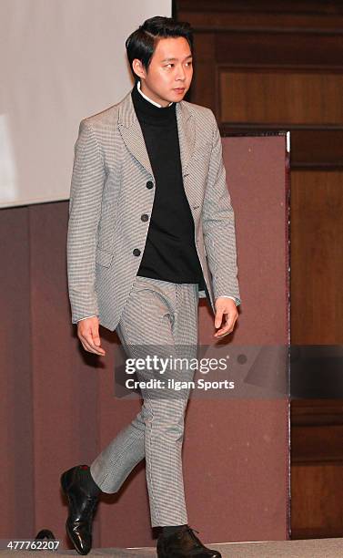 Park Yoo-Chun of JYJ attends the SBS drama 'Three Days' press conference at Imperial Palace on February 26, 2014 in Seoul, South Korea.