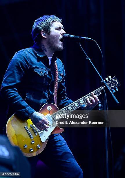 Brian Fallon, singer of Gaslight Anthem performs on Green Stage at the Hurricane Festival 2015 on June 19, 2015 in Scheessel, Germany. More than 70...