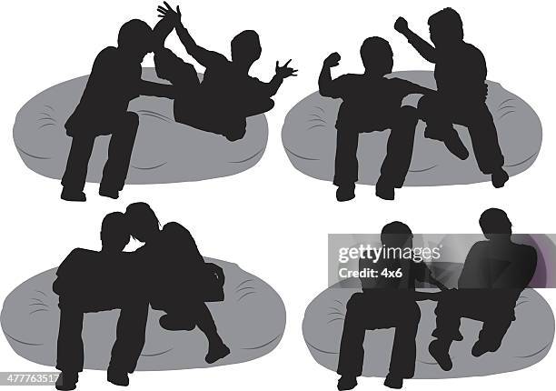 couple sitting on lovesac - moving couch isolated stock illustrations