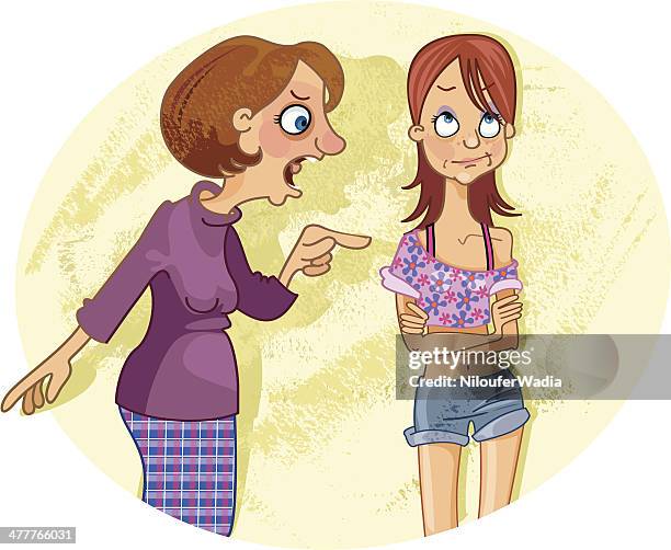 generation gap - mother scolding stock illustrations