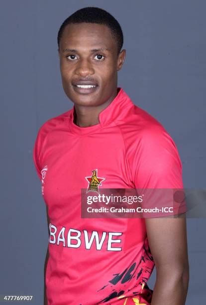 Timycen Maruma of the Zimbabwe cricket team at the headshot session at the Agrabad Hotel ahead of the ICC World Twenty20 Bangladesh 2014 tournament...