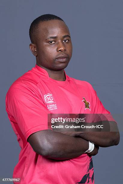 Prosper Utseya of the Zimbabwe cricket team at the headshot session at the Agrabad Hotel ahead of the ICC World Twenty20 Bangladesh 2014 tournament...