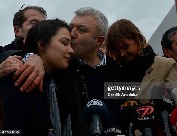 Journalist Tuncay Ozkan in the Ergenekon coup plot case released from Silivri Prison in Istanbul following the 21th High Criminal Courts order after...