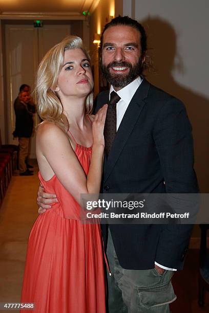 Singer HollySiz alias Cecile Cassel and John Nollet attend French minister of Culture and Communication Fleur Pellerin gives Medal of 'Knight of Arts...