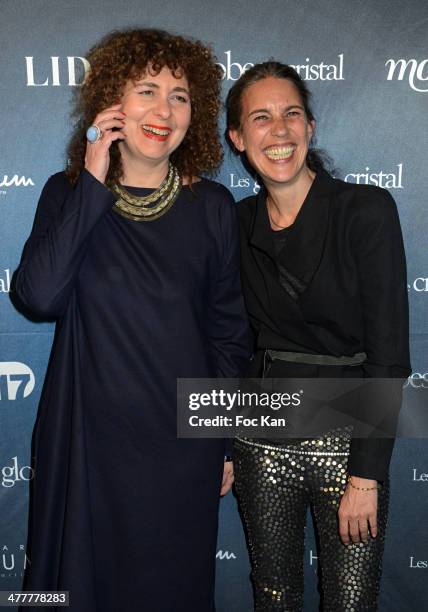 Valrie Toranian from Elle magazine and Isabelle Marant attend Les Globes de Cristal 2014 Awards Ceremony at Le Lido on March 10, 2014 in Paris,...