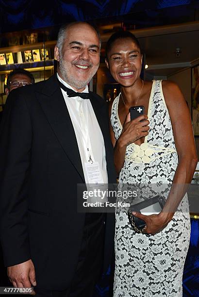 Serge Benaim and Ayo attend Les Globes de Cristal 2014 Awards Ceremony at Le Lido on March 10, 2014 in Paris, France.