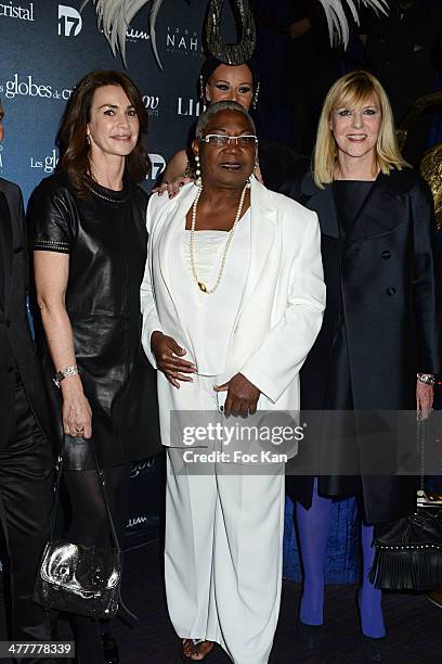 Valerie Kaprisky, Firmine Richard and Chantal Ladesou attend Les Globes de Cristal 2014 Awards Ceremony at Le Lido on March 10, 2014 in Paris, France.