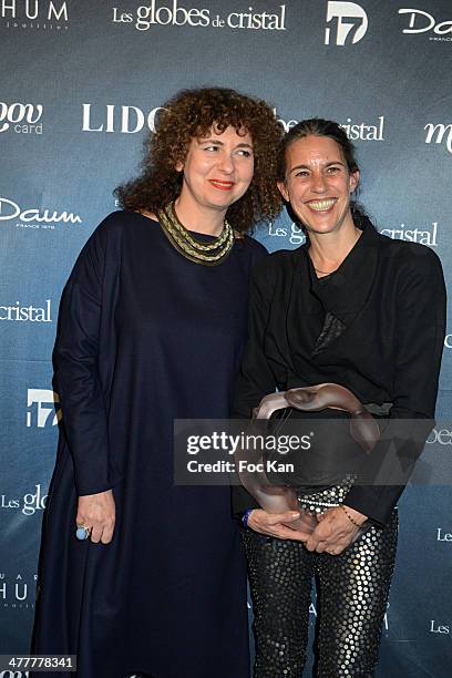 Valrie Toranian from Elle magazine and Isabelle Marant attend Les Globes de Cristal 2014 Awards Ceremony at Le Lido on March 10, 2014 in Paris,...