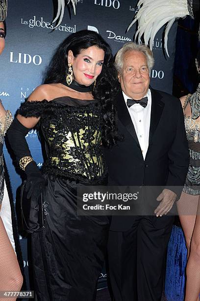 Massimo Gargia and a Lamia Khashoggi attend Les Globes de Cristal 2014 Awards Ceremony at Le Lido on March 10, 2014 in Paris, France.