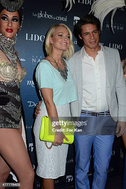 Caroline Receveur and Valentin attend Les Globes de Cristal 2014 Awards Ceremony at Le Lido on March 10, 2014 in Paris, France.