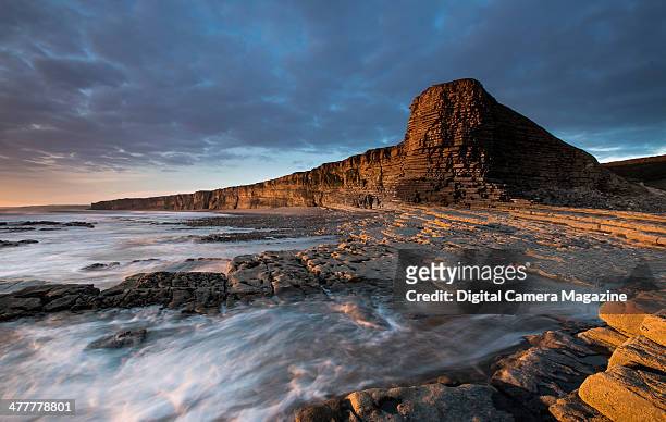 Stratified cliffs on a rocky coastline in south west England, taken on August 12, 2013.