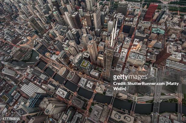 skyline from up high - chicago loop imagens e fotografias de stock