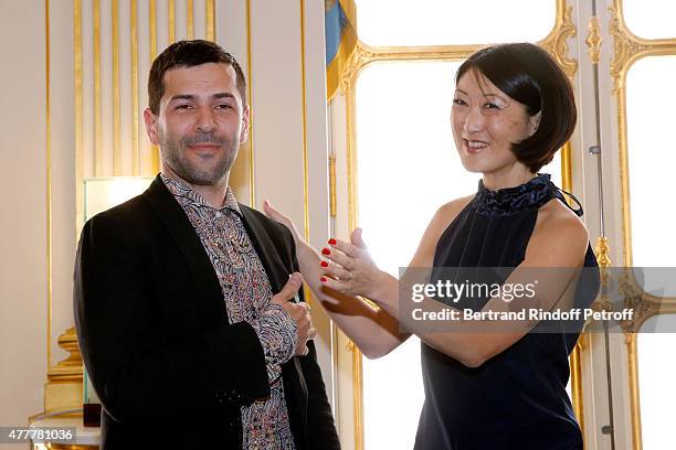 Alexis Mabille and Fleur Pellerin attend French minister of Culture and Communication Fleur Pellerin gives Medal of 'Knight of Arts and Letters' to...