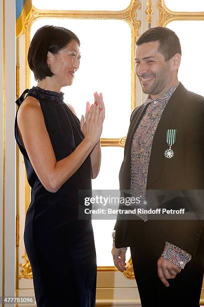 Fleur Pellerin and Alexis Mabille attend French minister of Culture and Communication Fleur Pellerin gives Medal of 'Knight of Arts and Letters' to...