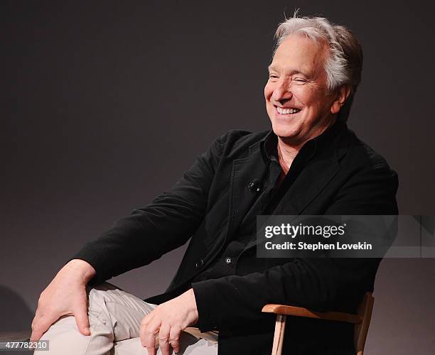 Actor/filmmaker Alan Rickman attends the Apple Store Soho: Meet The Filmmaker: Alan Rickman, "A Little Chaos" at Apple Store Soho on June 19, 2015 in...