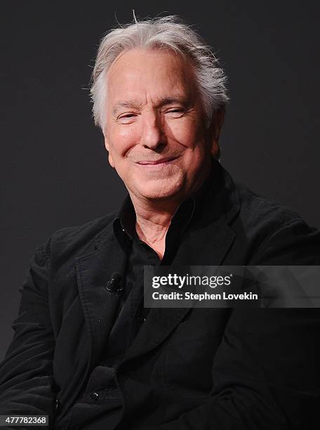 Actor/filmmaker Alan Rickman attends the Apple Store Soho: Meet The Filmmaker: Alan Rickman, "A Little Chaos" at Apple Store Soho on June 19, 2015 in...