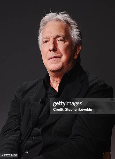 Actor/filmmaker Alan Rickman attends the Apple Store Soho: Meet The Filmmaker: Alan Rickman, "A Little Chaos" at Apple Store Soho on June 19, 2015 in...