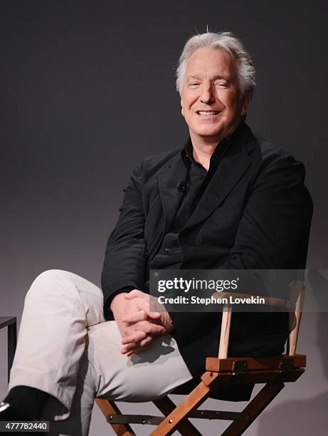 Actor/filmmaker Alan Rickman attends the Apple Store Soho: Meet The Filmmaker: Alan Rickman, "A Little Chaos" at Apple Store Soho on June 19, 2015 in...