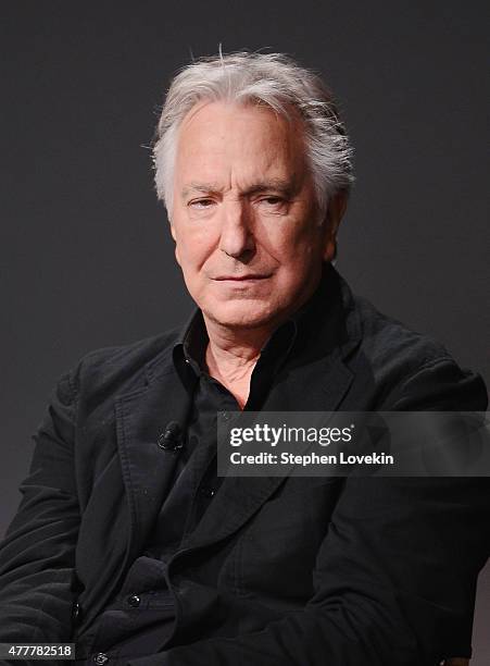 Actor/filmmaker Alan Rickman attends the Apple Store Soho: Meet The Filmmaker: Alan Rickman, "A Little Chaos" at Apple Store Soho on June 19, 2015 in...