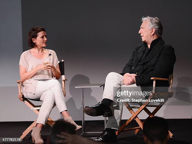 Moderator Alison Bailes talks to actor/filmmaker Alan Rickman at the Apple Store Soho: Meet The Filmmaker: Alan Rickman, "A Little Chaos" at Apple...