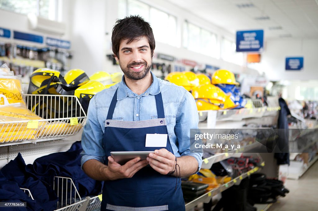 Man working at a hardware store