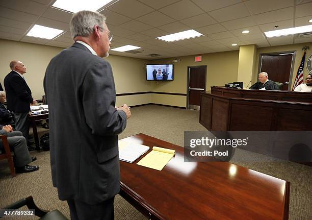 Judge James B. Gosnell Jr. Presides as Dylann Roof appears via video uplink from the detention center to the courtroom at Centralized Bond Hearing...