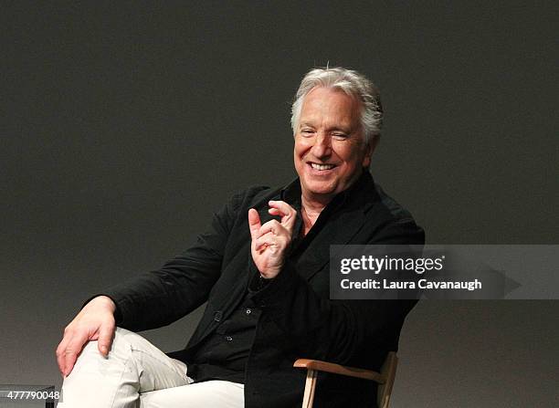 Alan Rickman attends Apple Store Soho: Meet the Filmmaker: Alan Rickman, "A Little Chaos" at Apple Store Soho on June 19, 2015 in New York City.