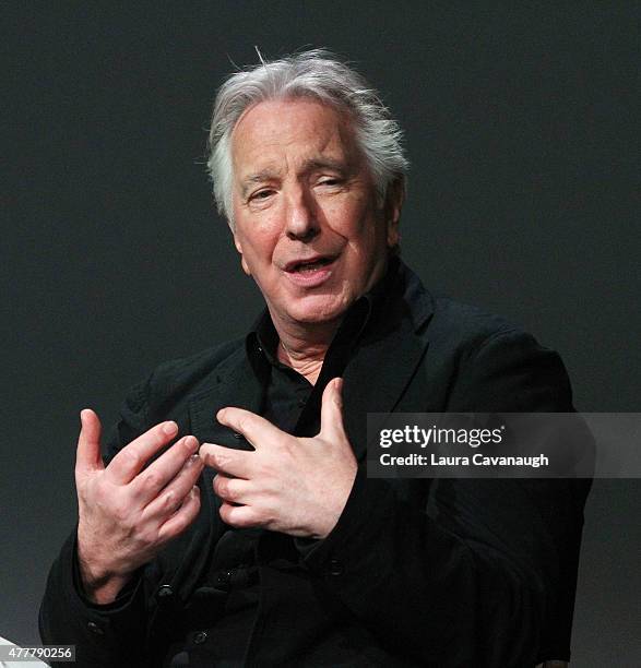 Alan Rickman attends Apple Store Soho: Meet the Filmmaker: Alan Rickman, "A Little Chaos" at Apple Store Soho on June 19, 2015 in New York City.