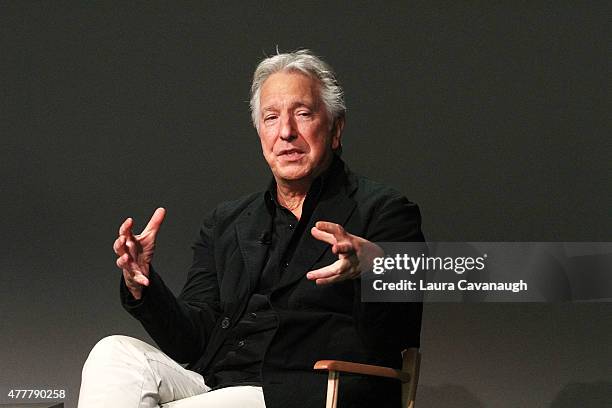 Alan Rickman attends Apple Store Soho: Meet the Filmmaker: Alan Rickman, "A Little Chaos" at Apple Store Soho on June 19, 2015 in New York City.