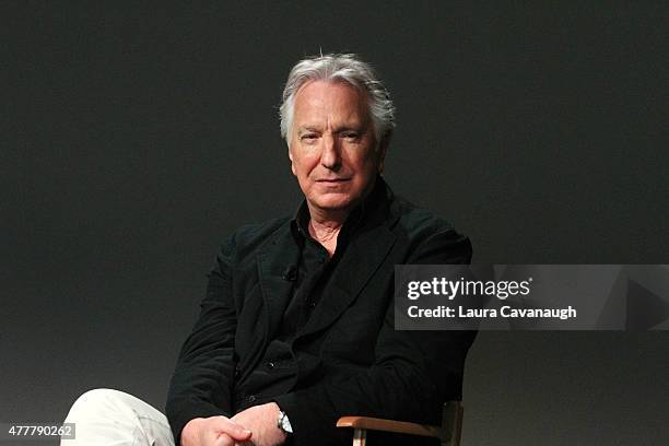 Alan Rickman attends Apple Store Soho: Meet the Filmmaker: Alan Rickman, "A Little Chaos" at Apple Store Soho on June 19, 2015 in New York City.