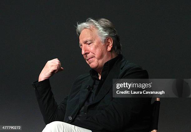 Alan Rickman attends Apple Store Soho: Meet the Filmmaker: Alan Rickman, "A Little Chaos" at Apple Store Soho on June 19, 2015 in New York City.