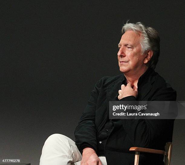 Alan Rickman attends Apple Store Soho: Meet the Filmmaker: Alan Rickman, "A Little Chaos" at Apple Store Soho on June 19, 2015 in New York City.