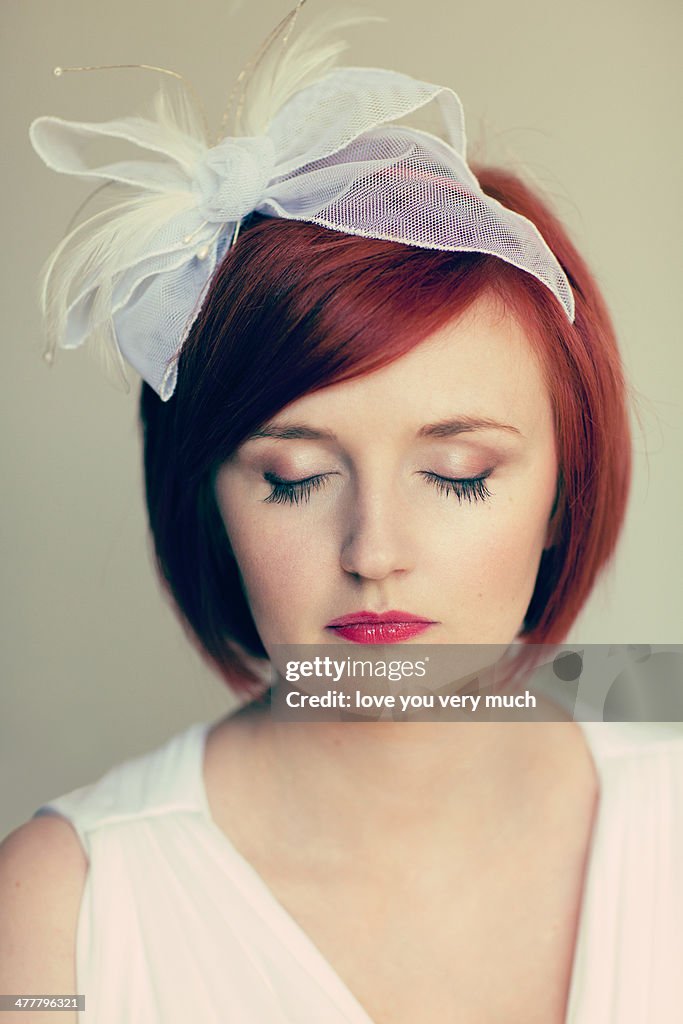 Redhead with a bow in her hair