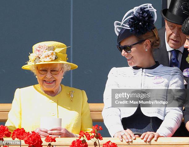 Queen Elizabeth II and Zara Phillips attend day 4 of Royal Ascot at Ascot Racecourse on June 19, 2015 in Ascot, England.