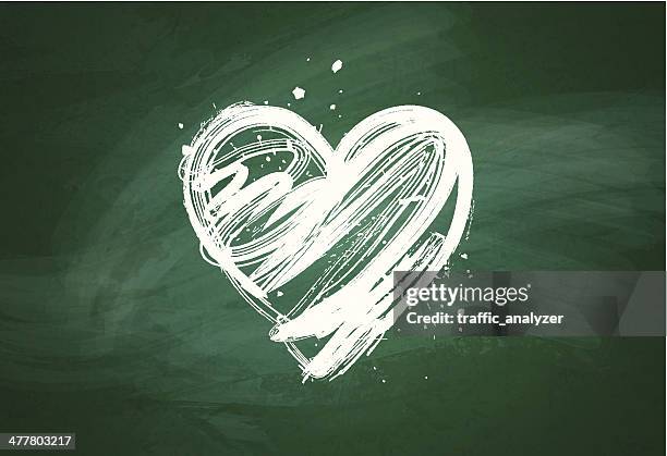 grungy heart over green chalkboard - green chalkboard stock illustrations