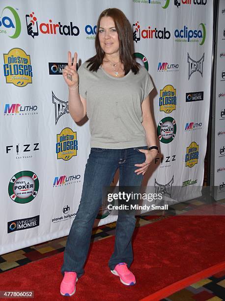 Former professional wrestler Joanie "Chyna" Laurer arrives at the Raising the Stakes for Cerebral Palsy Celebrity Poker Tournament at Planet...