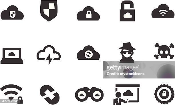 stockillustraties, clipart, cartoons en iconen met cloud security icons - spyware