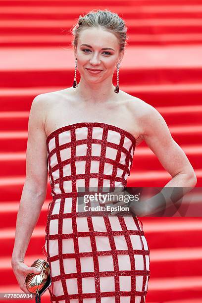 Russian synchronised swimmer Olympic Champion Angelica Timanina attends the opening ceremony of the Moscow International Film Festival at Pushkinsky...