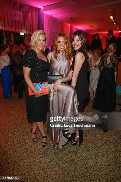 Aylin Tezel; Palina Rojinski and Anika Decker attend the German Film Award 2015 Lola party at Palais am Funkturm on June 19, 2015 in Berlin, Germany.