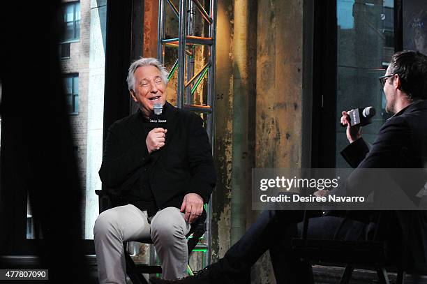 Actor Alan Rickman speaks about his film "A Little Chaos" during AOL Build Speaker Series at AOL Studios In New York on June 19, 2015 in New York...