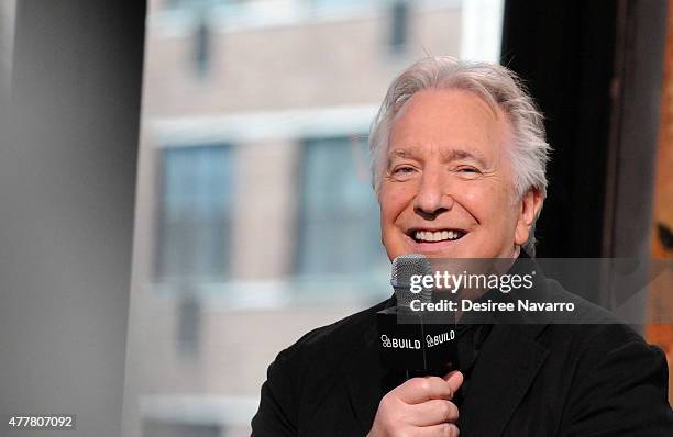 Actor Alan Rickman speaks about his film "A Little Chaos" during AOL Build Speaker Series at AOL Studios In New York on June 19, 2015 in New York...