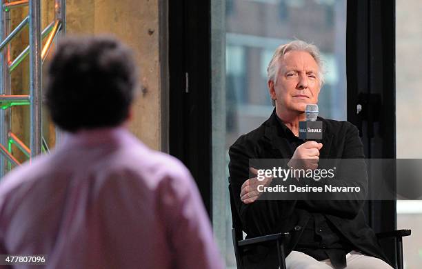 Actor Alan Rickman speaks about his film "A Little Chaos" during AOL Build Speaker Series at AOL Studios In New York on June 19, 2015 in New York...