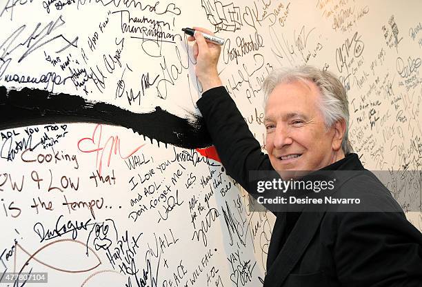 Actor Alan Rickman speaks about his film "A Little Chaos" during AOL Build Speaker Series at AOL Studios In New York on June 19, 2015 in New York...