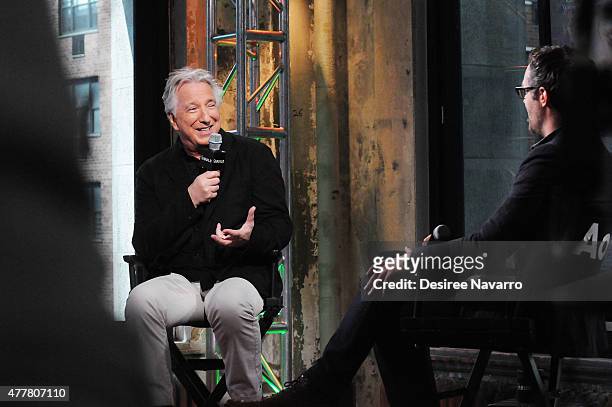 Actor Alan Rickman speaks about his film "A Little Chaos" during AOL Build Speaker Series at AOL Studios In New York on June 19, 2015 in New York...