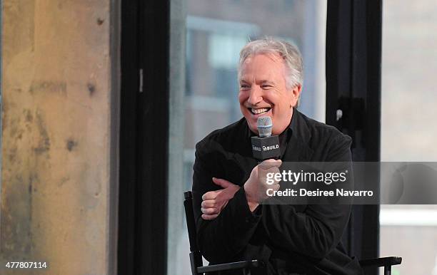 Actor Alan Rickman speaks about his film "A Little Chaos" during AOL Build Speaker Series at AOL Studios In New York on June 19, 2015 in New York...