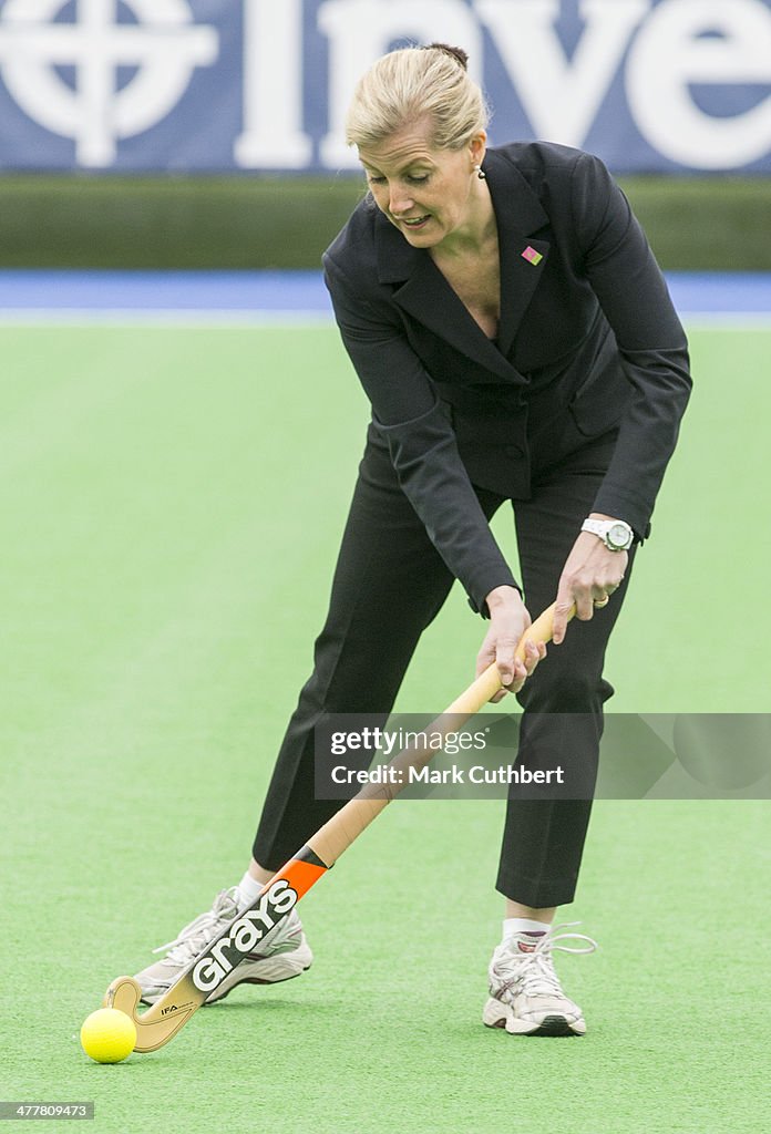 The Countess Of Wessex Visits The England Hockey Team At Bisham Abbey