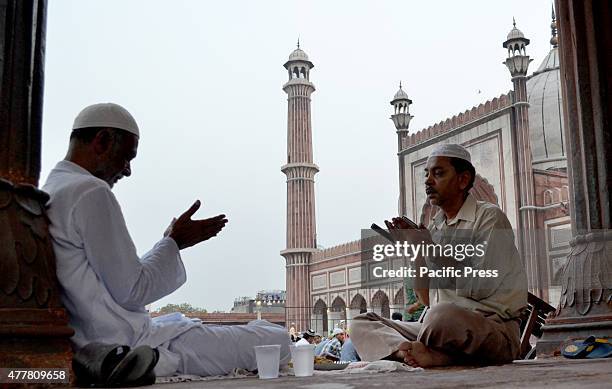 Muslim communities break the fast & offering namaz during the first day on the eve of the holy month of Ramadan at the Jama Masjid mosque.