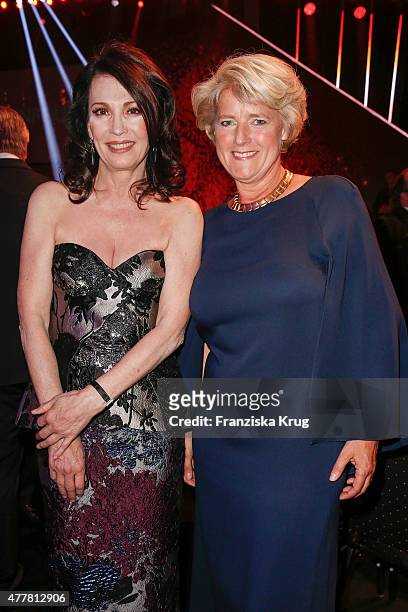 Iris Berben and Monika Gruetters attend the German Film Award 2015 Lola show at Messe Berlin on June 19, 2015 in Berlin, Germany.