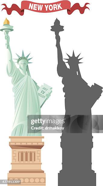 statue of liberty - ellis island stock illustrations