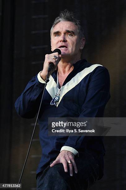 Musician Morrissey performs onstage during day 2 of the Firefly Music Festival on June 19, 2015 in Dover, Delaware.